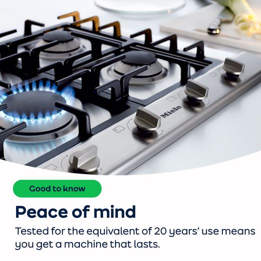 Miele KM3010 63cm Gas Hob - Black - AO Annotation - Tested for the equivalent of 20 years' use (Gas)